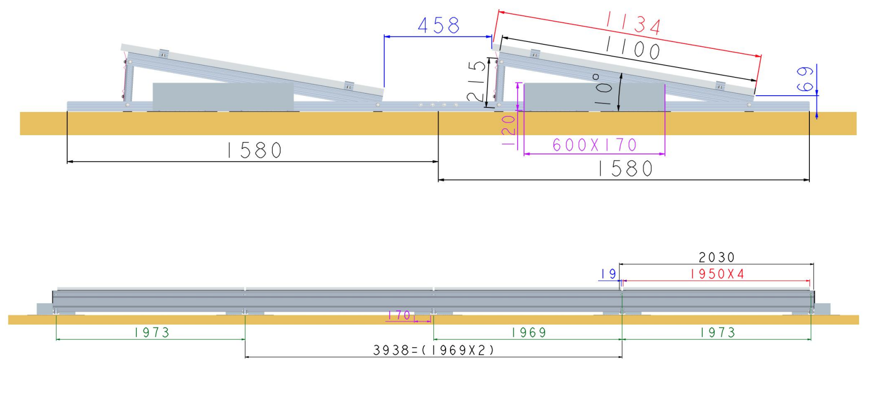 Schneider Performance Flachdachsystem Süd – 10° (ballastiert)